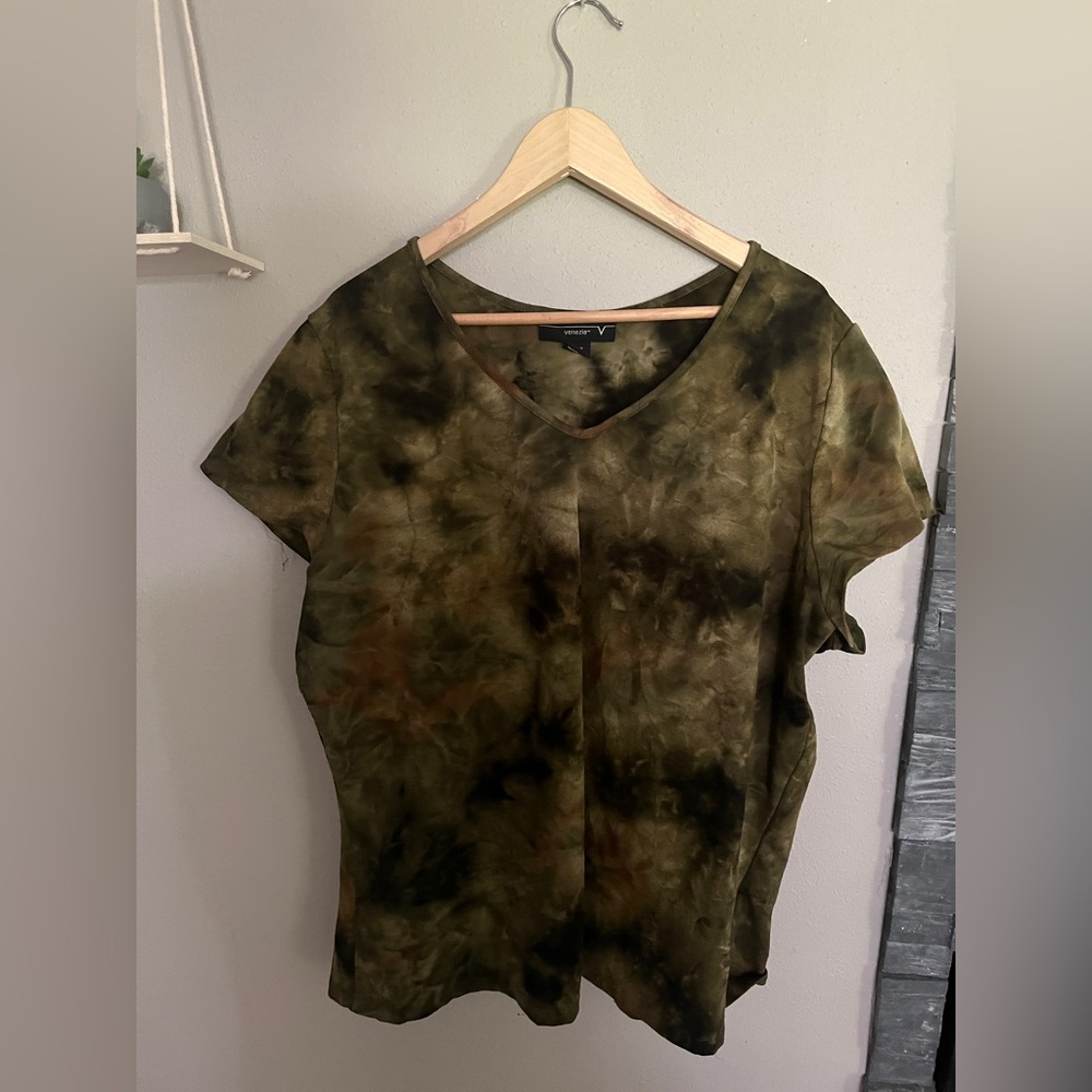 Vintage Venezia Vibrant Green Cap Sleeve Tie-Dye Tee 18/20